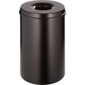 Abfallsammler, für den Innen- & Außenbereich, Volumen 15 l, selbstlöschender Deckel, Ø 255 x H 300 mm, Metall, schwarz/schwarz Abfallsammler, für den Innen- & Außenbereich, Volumen 15 l, selbstlöschender Deckel, Ø 255 x H 300 mm, Metall, schwarz/schwarz
