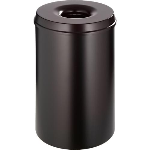 Abfallsammler, für den Innen- & Außenbereich, Volumen 15 l, selbstlöschender Deckel, Ø 255 x H 300 mm, Metall, schwarz/schwarz