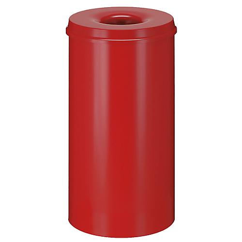 Abfallsammler, für den Innenbereich, Volumen 30 l, selbstlöschender Deckel, Ø 335 x H 470 mm, Stahl pulverbeschichtet, rot/rot