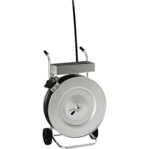 Abrollwagen, für PET-& PP Kunststoffbänder mit Kern-Ø 406 mm & Breite bis 19 mm, mit Trommelbremse, L 400 x B 650 x H 970 mm, vollverzinkt Abrollwagen, für PET-& PP Kunststoffbänder mit Kern-Ø 406 mm & Breite bis 19 mm, mit Trommelbremse, L 400 x B 650 x H 970 mm, vollverzinkt