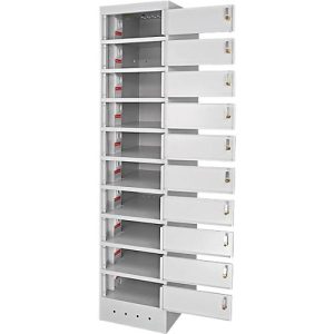 ADB Laptopschrank, 10 Fachböden, Stromversorgung, belüftet, B 400 x T 500 x H 1800 mm, lichtgrau RAL 7035 ADB Laptopschrank, 10 Fachböden, Stromversorgung, belüftet, B 400 x T 500 x H 1800 mm, lichtgrau RAL 7035