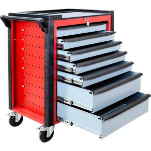 ADB Werkstattwagen HQ, mit 190-teiligem Werkzeugset, 7 Schubladen, Schiebegriff, Zentralverschluss, B 750 x T 475 x H 985 mm, feuerrot RAL 3000 ADB Werkstattwagen HQ, mit 190-teiligem Werkzeugset, 7 Schubladen, Schiebegriff, Zentralverschluss, B 750 x T 475 x H 985 mm, feuerrot RAL 3000