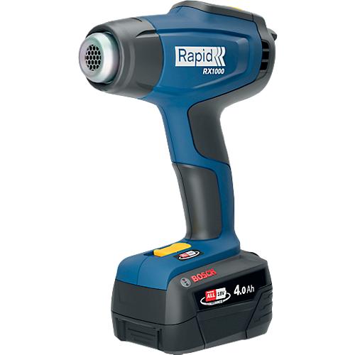 Akku-Heißluftgebläse-Set Rapid RX1000, LCD-Anzeige, Luftmengeneinstellung, bis 550°C, inkl. Bosch Akku