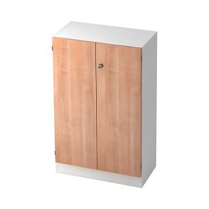 Aktenschrank, 3 OH, B 800 x T 420 x H 1270 mm, abschließbar, weiß/Nussbaum-Dekor Aktenschrank, 3 OH, B 800 x T 420 x H 1270 mm, abschließbar, weiß/Nussbaum-Dekor