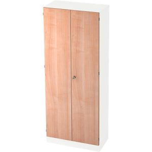 Aktenschrank, 5 OH, abschließbar, B 800 x T 420 x H 2004 mm, weiß/Nussbaum-Dekor Aktenschrank, 5 OH, abschließbar, B 800 x T 420 x H 2004 mm, weiß/Nussbaum-Dekor