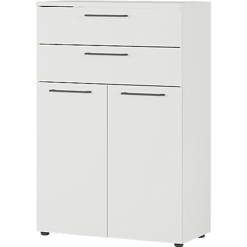 Aktenschrank Agenda, 3 OH, 2 Schubladen, B 800 x T 400 x H 1200, lichtgrau
