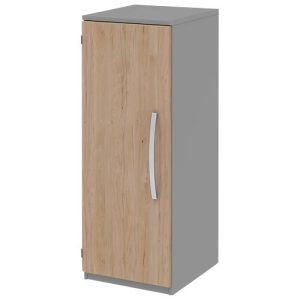 Aktenschrank BARI, 3 OH, 2 Böden, Türanschlag links, B 427 x T 430 x H 1117 mm, Eiche-Dekor/mittelgrau Aktenschrank BARI, 3 OH, 2 Böden, Türanschlag links, B 427 x T 430 x H 1117 mm, Eiche-Dekor/mittelgrau
