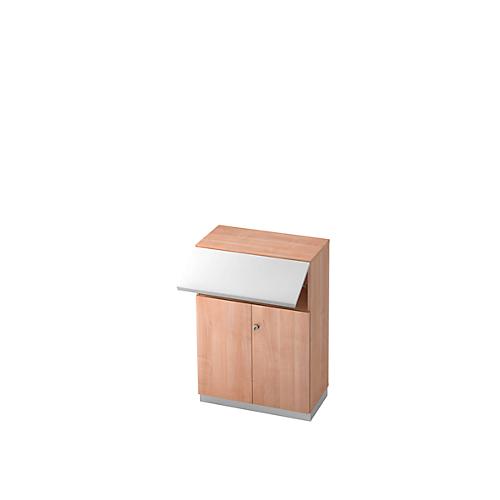 Aktenschrank mit Sicherheitsklappe, 3 OH, B 800 x T 420 mm, Nussbaum-Dekor