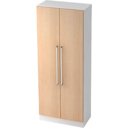 Aktenschrank TARVIS, mit Griff ohne Schloss, 5 Ordnerhöhen, B 800 x T 420 x H 2004 mm, weiß/Eiche-Dekor