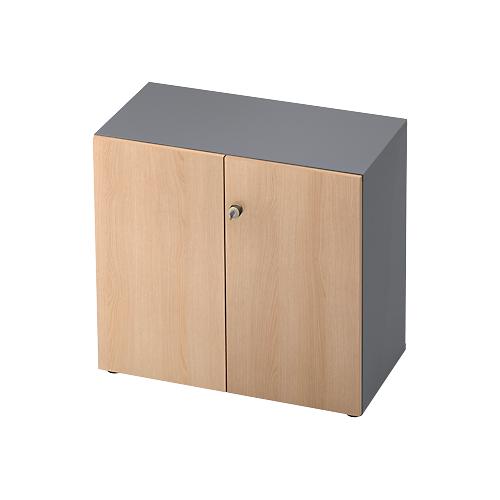 Aktenschrank TOPAS LINE, 2 Ordnerhöhen, Türen abschließbar, graphit/Eiche-Dekor