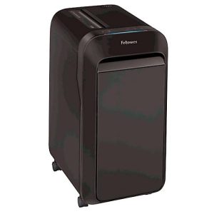 Aktenvernichter Fellowes® Microshred LX 221, Mikropartikelschnitt 2 x 12 mm, P-5, 30 l, 20 Blatt Schnittleistung, mit Rollen, schwarz Aktenvernichter Fellowes® Microshred LX 221, Mikropartikelschnitt 2 x 12 mm, P-5, 30 l, 20 Blatt Schnittleistung, mit Rollen, schwarz