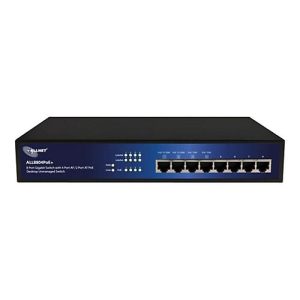 ALLNET ALL8804PoE+ – Switch – unmanaged – 4 x 10/100/1000 (PoE) + 4 x 10/100/1000 – Desktop, an Rack montierbar – PoE+ (63 W)