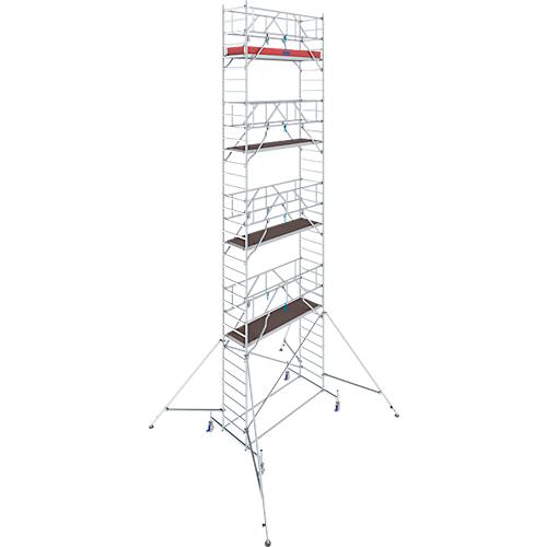 Alu-Fahrgerüst KRAUSE Serie 10, 200 kg/m², TÜV-geprüft, höhenverstellbare Rollen, L 2500 x B 750 x H 10400 mm