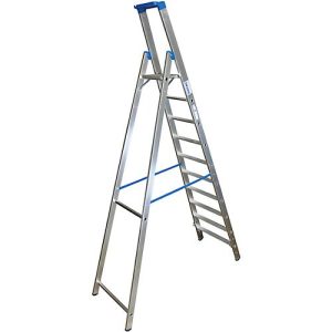 Alu-Stufenstehleiter, ohne Rollen, 10 Stufen Alu-Stufenstehleiter, ohne Rollen, 10 Stufen