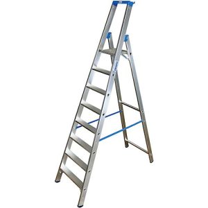 Alu-Stufenstehleiter, ohne Rollen, 8 Stufen Alu-Stufenstehleiter, ohne Rollen, 8 Stufen