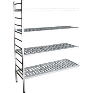 Aluminium-Steckregal, Anbaufeld, mit 4 Kunststoff-Rost-Fachböden, H 1800 x B 1000 x T 400 mm Aluminium-Steckregal, Anbaufeld, mit 4 Kunststoff-Rost-Fachböden, H 1800 x B 1000 x T 400 mm