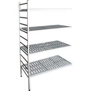 Aluminium-Steckregal, Anbaufeld, mit 4 Kunststoff-Rost-Fachböden, H 1800 x B 800 x B 600 mm Aluminium-Steckregal, Anbaufeld, mit 4 Kunststoff-Rost-Fachböden, H 1800 x B 800 x B 600 mm