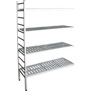 Aluminium-Steckregal, Anbaufeld, mit 4 Kunststoff-Rost-Fachböden, H 1950 x B 1000 x T 400 mm Aluminium-Steckregal, Anbaufeld, mit 4 Kunststoff-Rost-Fachböden, H 1950 x B 1000 x T 400 mm