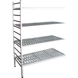 Aluminium-Steckregal, Anbaufeld, mit 4 Kunststoff-Rost-Fachböden, H 1950 x B 1000 x T 500 mm Aluminium-Steckregal, Anbaufeld, mit 4 Kunststoff-Rost-Fachböden, H 1950 x B 1000 x T 500 mm