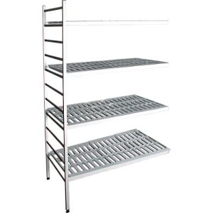 Aluminium-Steckregal, Anbaufeld, mit 4 Kunststoff-Rost-Fachböden, H 1950 x B 1000 x T 600 mm Aluminium-Steckregal, Anbaufeld, mit 4 Kunststoff-Rost-Fachböden, H 1950 x B 1000 x T 600 mm
