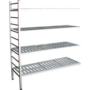 Aluminium-Steckregal, Anbaufeld, mit 4 Kunststoff-Rost-Fachböden, H 1950 x B 1500 x T 400 mm Aluminium-Steckregal, Anbaufeld, mit 4 Kunststoff-Rost-Fachböden, H 1950 x B 1500 x T 400 mm