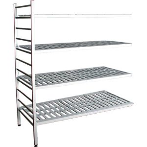 Aluminium-Steckregal, Anbaufeld, mit 4 Kunststoff-Rost-Fachböden, H 1950 x B 1500 x T 500 mm Aluminium-Steckregal, Anbaufeld, mit 4 Kunststoff-Rost-Fachböden, H 1950 x B 1500 x T 500 mm
