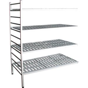 Aluminium-Steckregal, Anbaufeld, mit 4 Kunststoff-Rost-Fachböden, H 1950 x B 1500 x T 600 mm Aluminium-Steckregal, Anbaufeld, mit 4 Kunststoff-Rost-Fachböden, H 1950 x B 1500 x T 600 mm