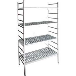 Aluminium-Steckregal, Grundfeld, mit 4 Kunststoff-Rost-Fachböden, H 1950 x B 800 x T 500 mm Aluminium-Steckregal, Grundfeld, mit 4 Kunststoff-Rost-Fachböden, H 1950 x B 800 x T 500 mm