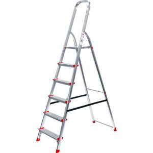 Alustufenstehleiter, belastbar bis 150 kg, 6 Stufen Alustufenstehleiter, belastbar bis 150 kg, 6 Stufen