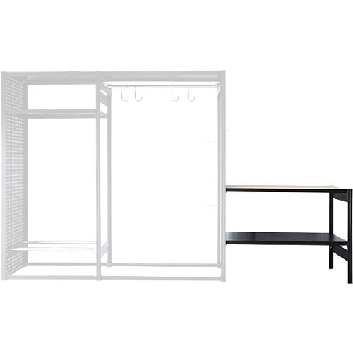 Anbau-Werkbank für Bike-/Freizeit-Steckregalsystem ORDO Flex, 1 Fachboden, Fachlast 140 kg, B 1360 x T 635 x H 825 mm, tiefschwarz matt RAL 9005