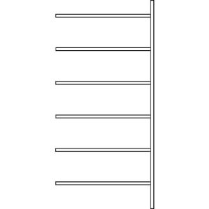 Anbauregal R 3000, 6 Böden, B 1025 mm x T 500 mm, Böden lackiert Anbauregal R 3000, 6 Böden, B 1025 mm x T 500 mm, Böden lackiert