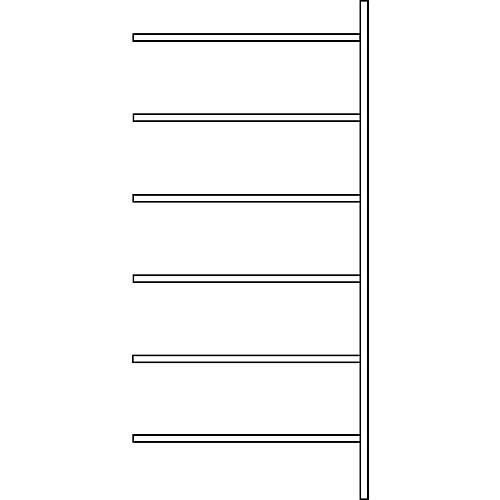 Anbauregal R 3000, 6 Böden, B 1025 mm x T 800 mm, Böden lackiert