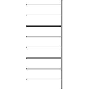 Anbauregal R 3000, 8 Böden, B 1025 mm x T 500 mm, Böden lackiert Anbauregal R 3000, 8 Böden, B 1025 mm x T 500 mm, Böden lackiert