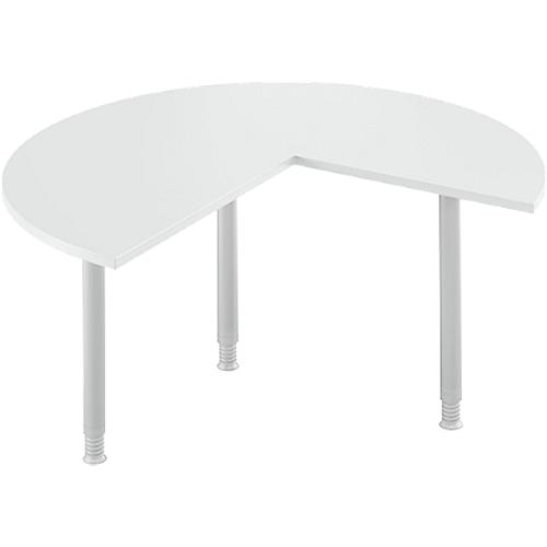 Ansatztisch, 3/4 Kreis, Ø 1400 mm, Ansatz rechts/links, lichtgrau/weißalu