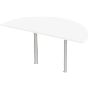 Ansatztisch, Halbkreis, Ø 1600 mm, weiß/weißalu