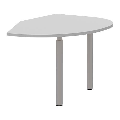 Ansatztisch links BARI, 2 Stützfüße, Form A, Bogen, B 1050 x T 1260 x H 680-820 mm, hellgrau