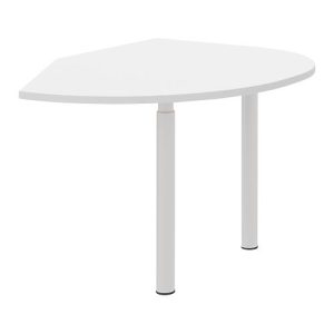 Ansatztisch rechts BARI, 2 Stützfuße, Form B, Bogen, B 1050 x T 1260 x H 680-820 mm, weiß