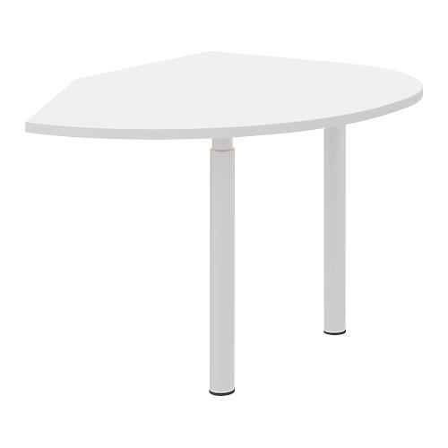 Ansatztisch rechts BARI, 2 Stützfuße, Form B, Bogen, B 1050 x T 1260 x H 680-820 mm, weiß