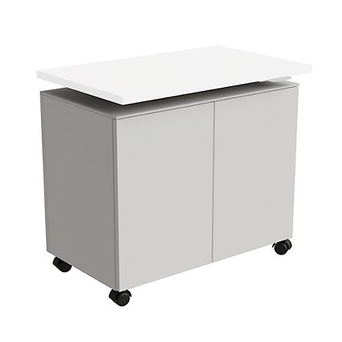 Anstellcontainer SOLUS PLAY, fahrbar, 2 Flügeltüren, B 800 x T 500 x H 720 - 1080 mm, weiß