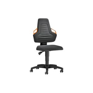 Arbeitsdrehstuhl, Rollen, Supertec schwarz, Griffe orange Arbeitsdrehstuhl, Rollen, Supertec schwarz, Griffe orange