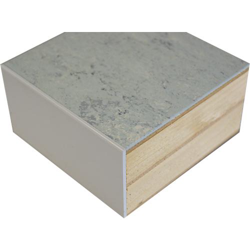 Arbeitsplatte Linoplan, Linoleumbelag 2 mm, 50 mm stark, ohne Gegenzug, geölt, lichtgrau, 2mm ABS Kante, B 1500 x T 700 mm