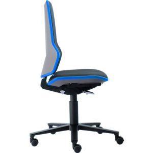 Arbeitsstuhl bimos NEON, Permanentkontakt, Grundmodell ohne Polsterelement, mit Rollen, Flexband blau Arbeitsstuhl bimos NEON, Permanentkontakt, Grundmodell ohne Polsterelement, mit Rollen, Flexband blau