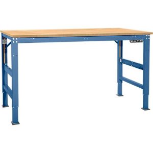 Arbeitstisch Ergo, Elektro-Hydraulik, Platte Multiplex , 1500 x 800 mm, brillantblau