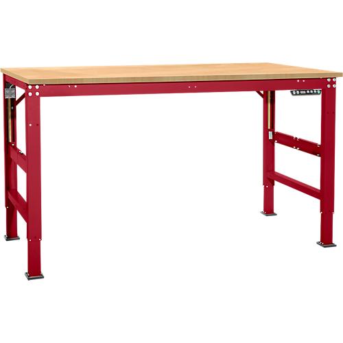 Arbeitstisch Ergo, Elektro-Hydraulik, Platte Multiplex, 1750 x 800 mm, rubinrot