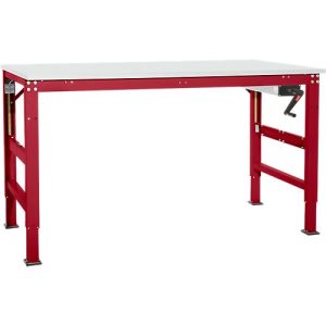 Arbeitstisch Ergo K, m. Kurbel, 1000 x 800 mm, Tischplatte Melamin, rubinrot Arbeitstisch Ergo K, m. Kurbel, 1000 x 800 mm, Tischplatte Melamin, rubinrot
