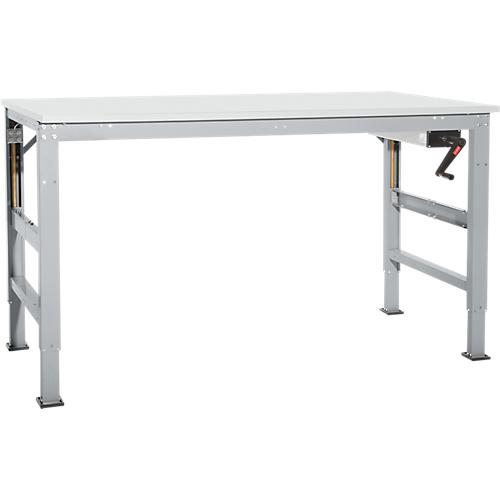 Arbeitstisch Ergo K, m. Kurbel, 1250 x 800 mm, Tischplatte Kunststoff, alusilber