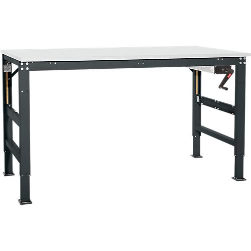 Arbeitstisch Ergo K, m. Kurbel, 1250 x 800 mm, Tischplatte Kunststoff, anthrazit