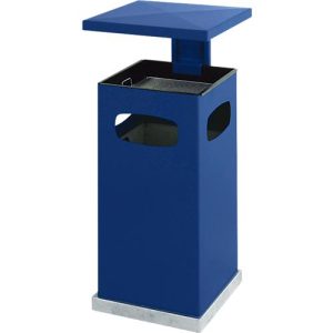 Ascher-Papierkorb mit abnehmbarem Dach, 70 Liter, enzianblau RAL 5010 Ascher-Papierkorb mit abnehmbarem Dach, 70 Liter, enzianblau RAL 5010