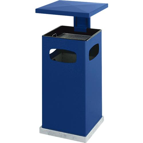 Ascher-Papierkorb mit abnehmbarem Dach, 70 Liter, enzianblau RAL 5010