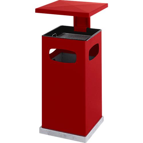 Ascher-Papierkorb mit abnehmbarem Dach, 70 Liter, feuerrot RAL 3000